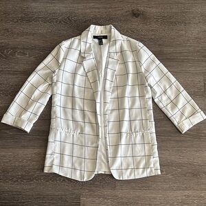 Forever 21 Women’s White Blazer with Black Grid Pattern